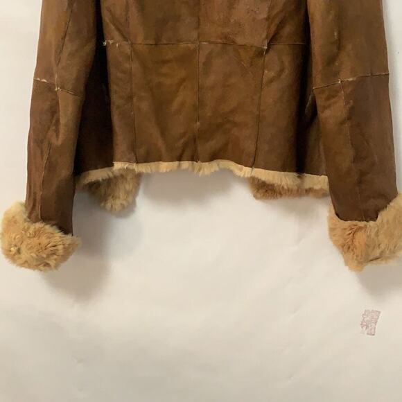 CACHE LEATHER LIGHT FUR LINED JACKET‎ SIZE M - Picture 5 of 8